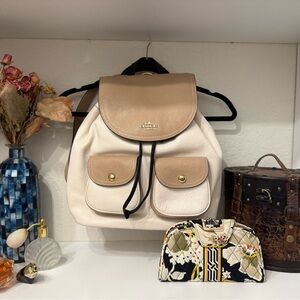 Coach Pennie Women's Backpack in Tan, Black and Cream
